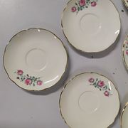 Lot of 6 saucers Sarreguemines digoin eded golden pink flowers