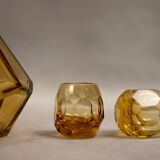 Art Deco Moser liqueur set in frosted orange glass