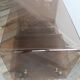 Low table served on wheels by Michel Dumas in vintage 1970 smoky Plexiglas
