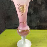 Opaline vase pink and white marquise