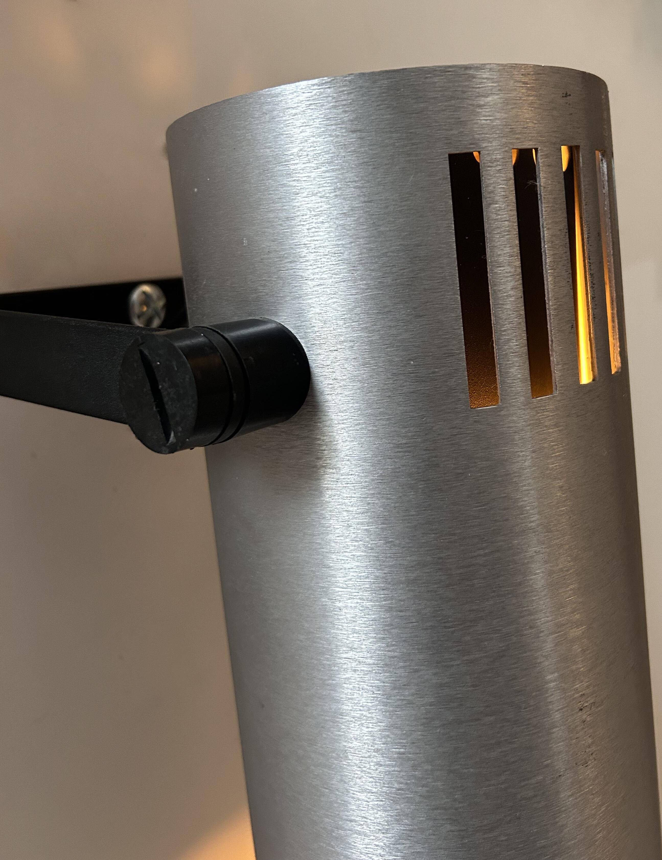 Pair of adjustable wall lights, brushed metal, France 1970