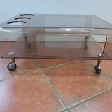 Smoked plexiglass coffee table from the 70s