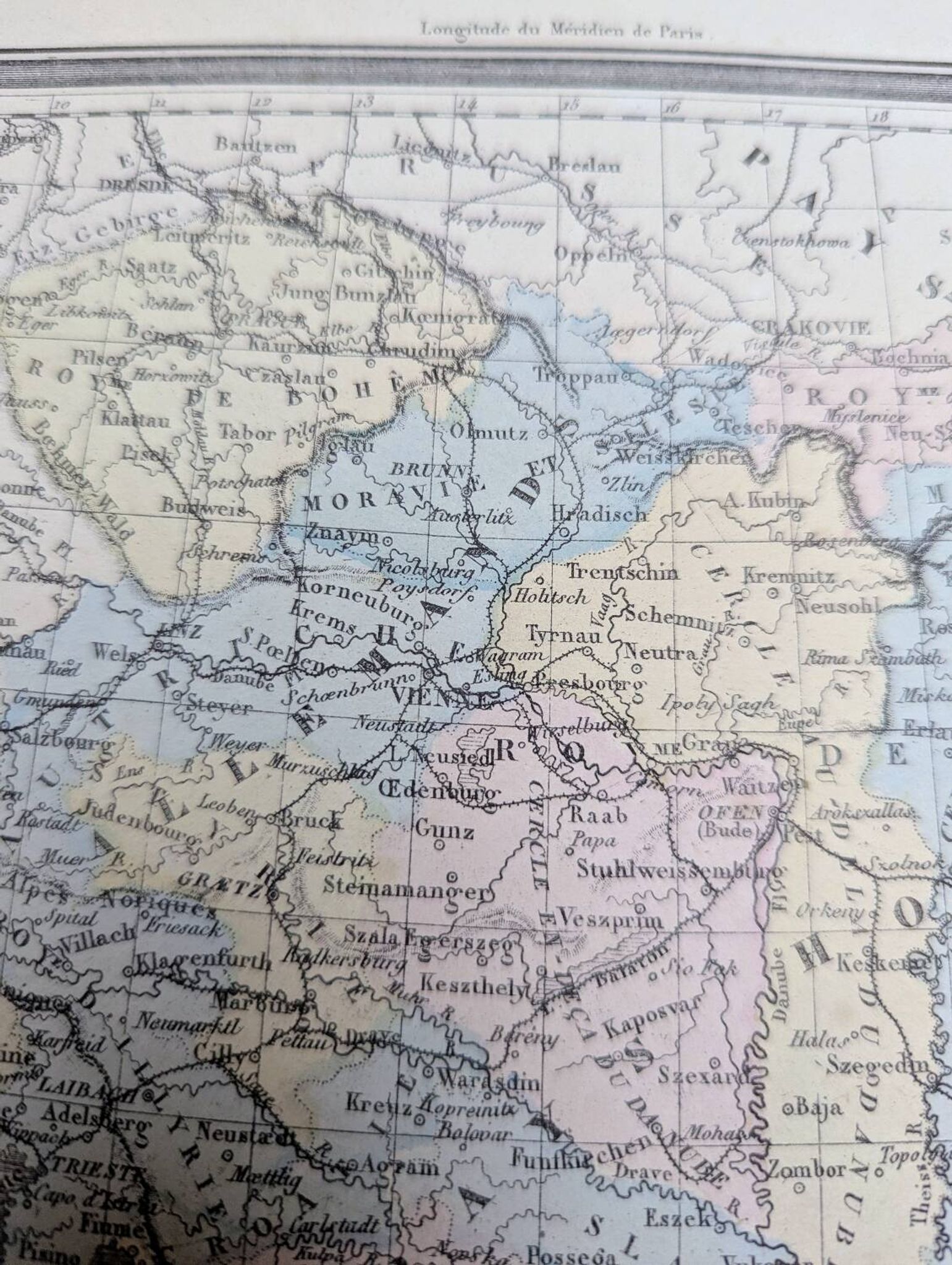 L'Autriche, carte ancienne, imprimée en 1852.