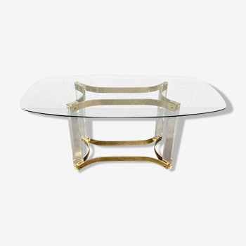 Table à manger Alessandro Albrizzi - lucite et laiton - années 1970