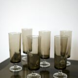 6 smoked glass champagne flutes 1970 - Luminarc