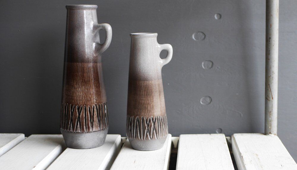 Mid-century modern art ceramic vases by Ingrid Atterberg for Upsala-Ekeby, 1970s, set of 2