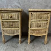 Pair of rattan bedside tables