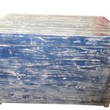 Large blue patinated chest of drawers in solid pine, Hungarian farmhouse style 1940s.