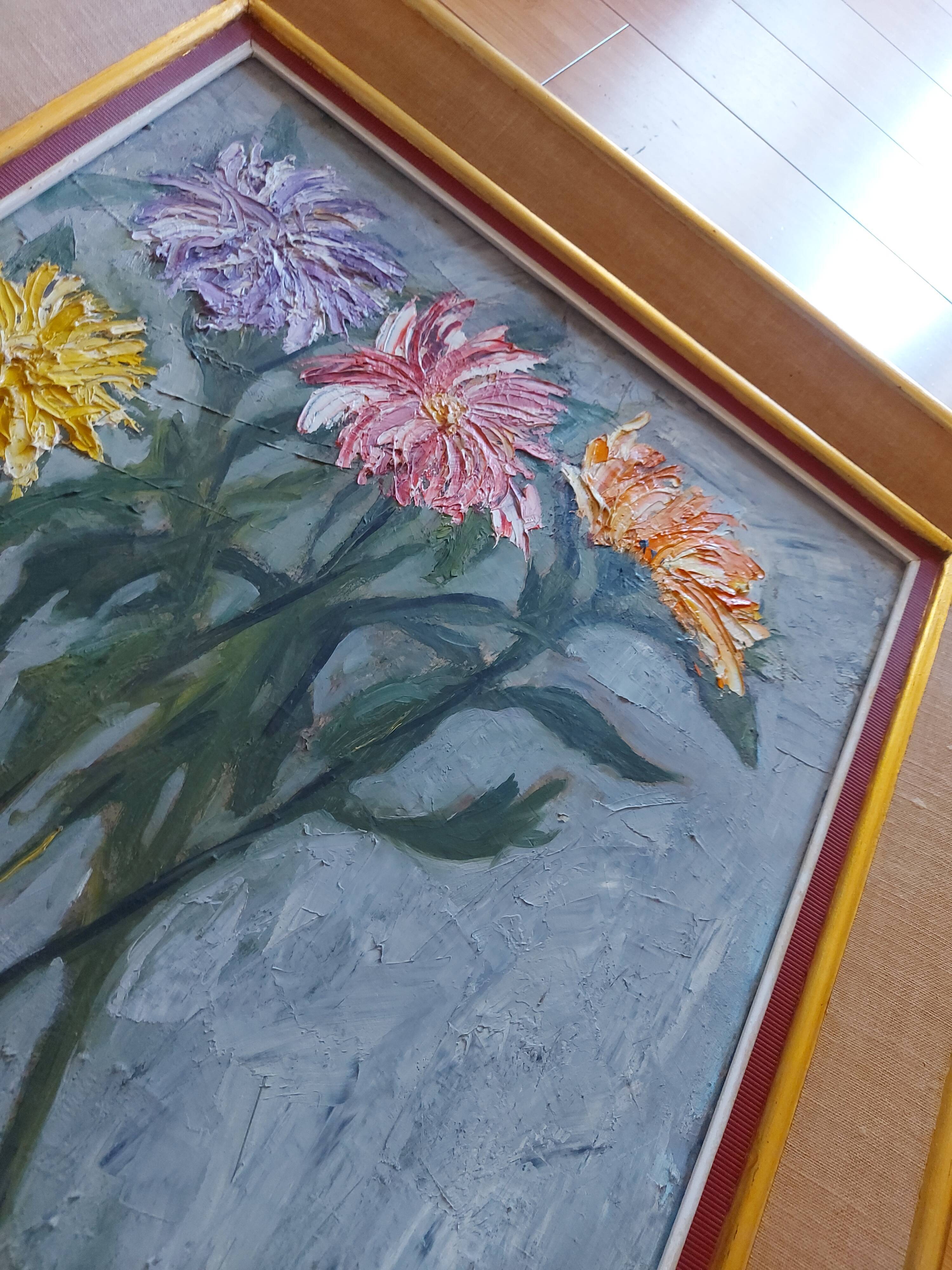 Oil painting signed 60'S, bouquet of flowers