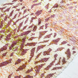 Moroccan Berber carpet beni ouarain mottled rosé with colorful patterns 245x155cm