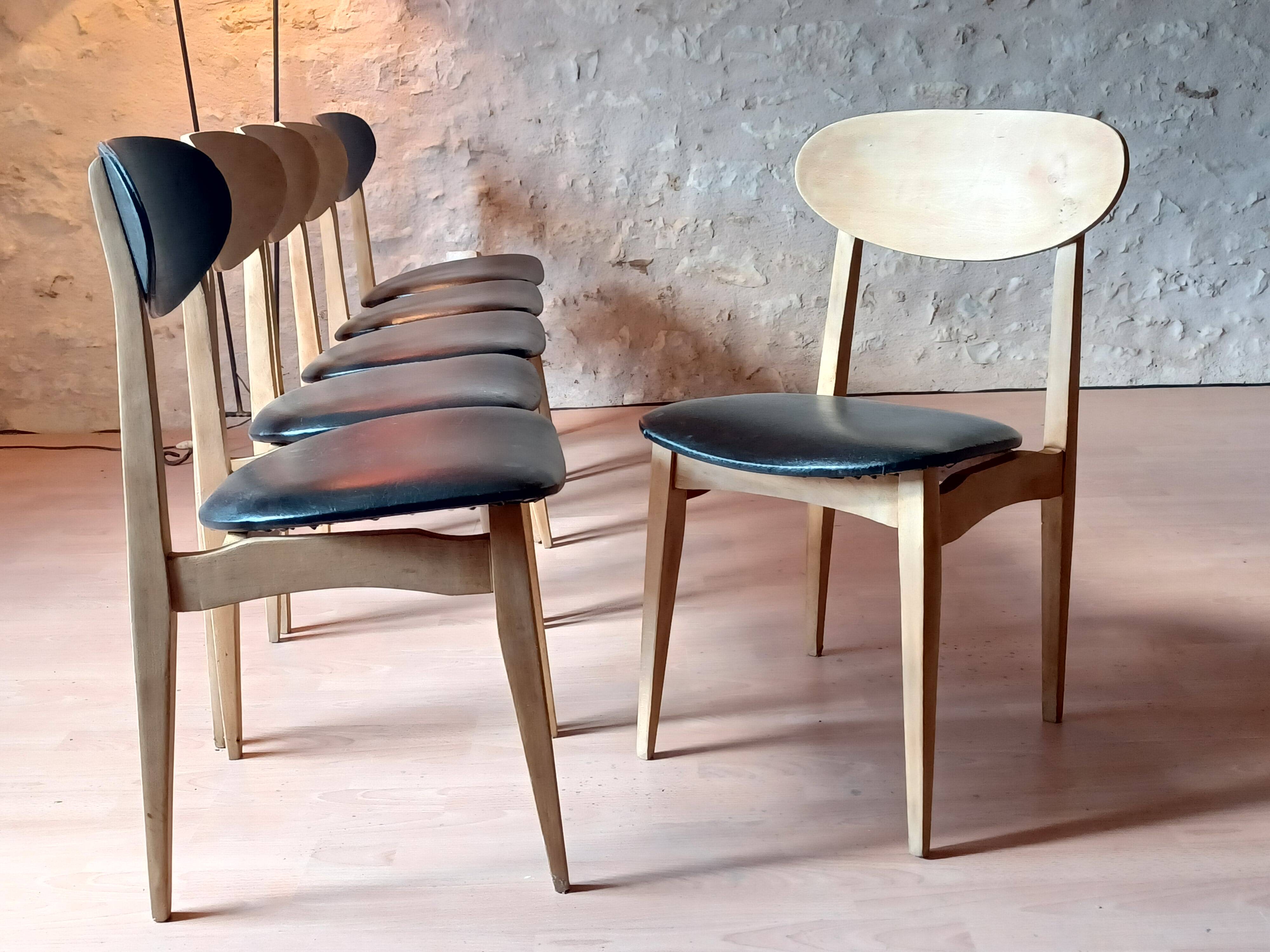 6 chaises vintage scandinave en teck années 1960