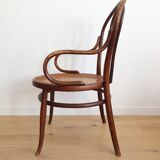 Thonet armchair in curved wood and canework