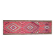 Tapis couloir vintage turc fait main en laine et coton rose des années 1970 104x358