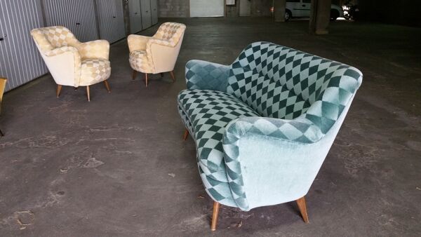 Paires de fauteuils club organique année 50-60