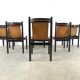 Vintage italian sling leather dining chairs, 1960s