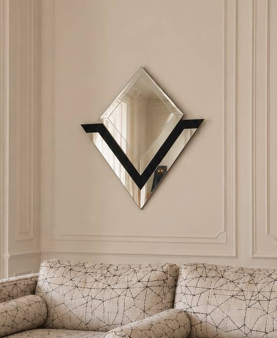 One-Off Handmade Postmodern Geometric Mirror, 1980s