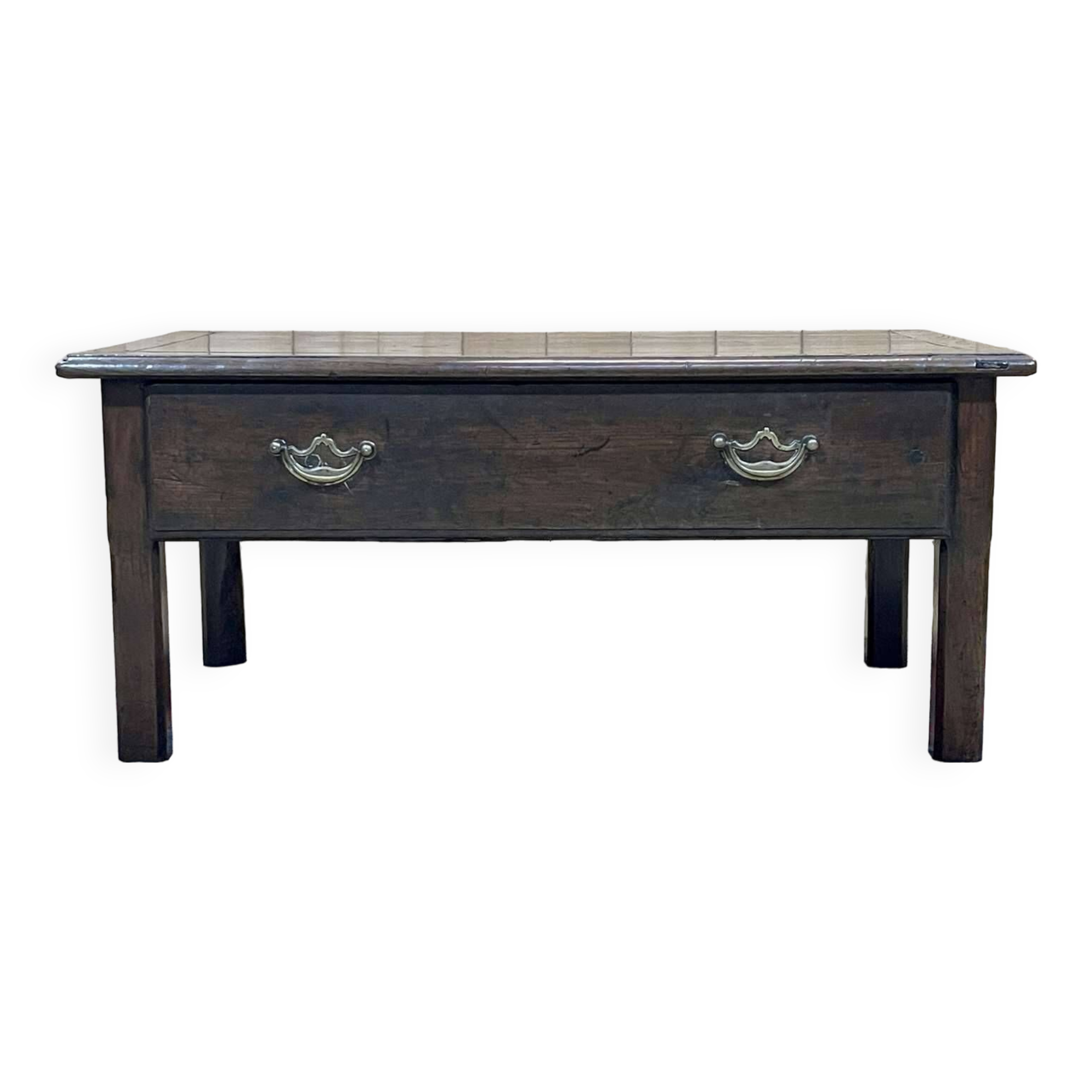 Table basse en chêne du 19ème avec un grand tiroir
