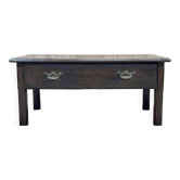 Table basse en chêne du 19ème avec un grand tiroir