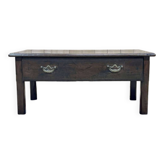 19th century oak coffee table with a large drawer