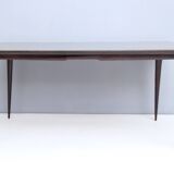 Rectangular Ebonized Beech Dining Table with a Taupe Glass Top, Italy
