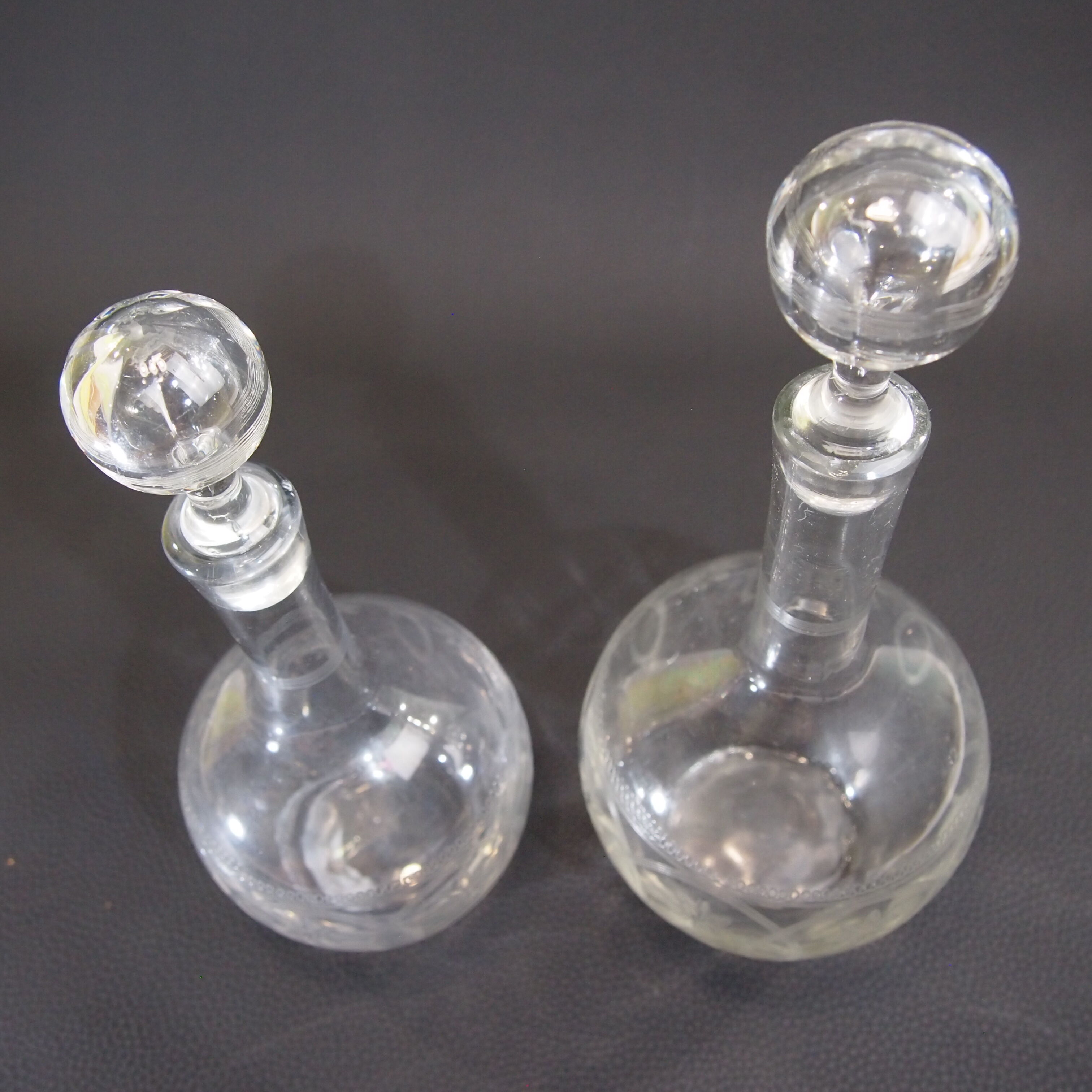 Pair of glass decanters
