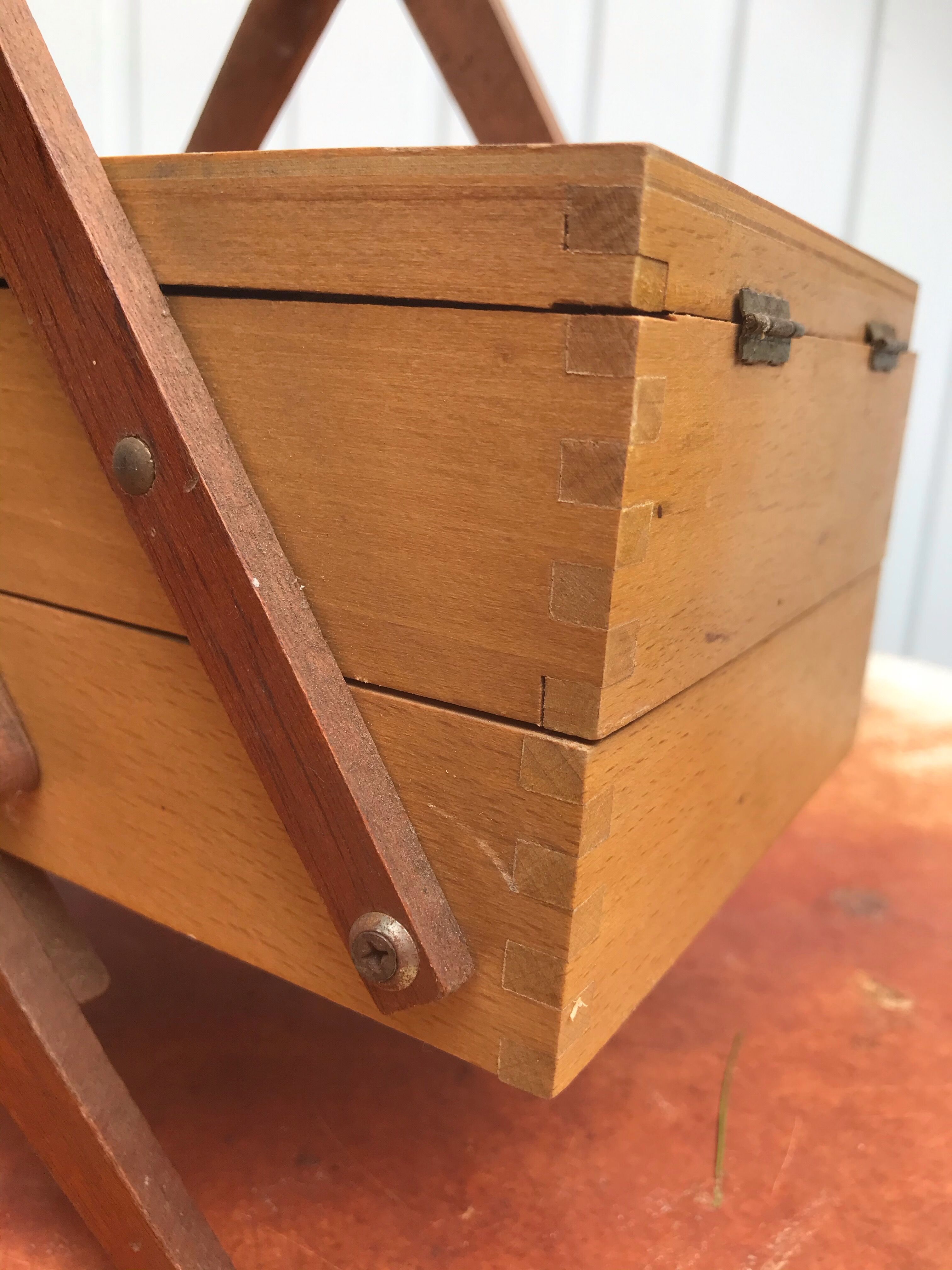 Vintage compas sewing basket