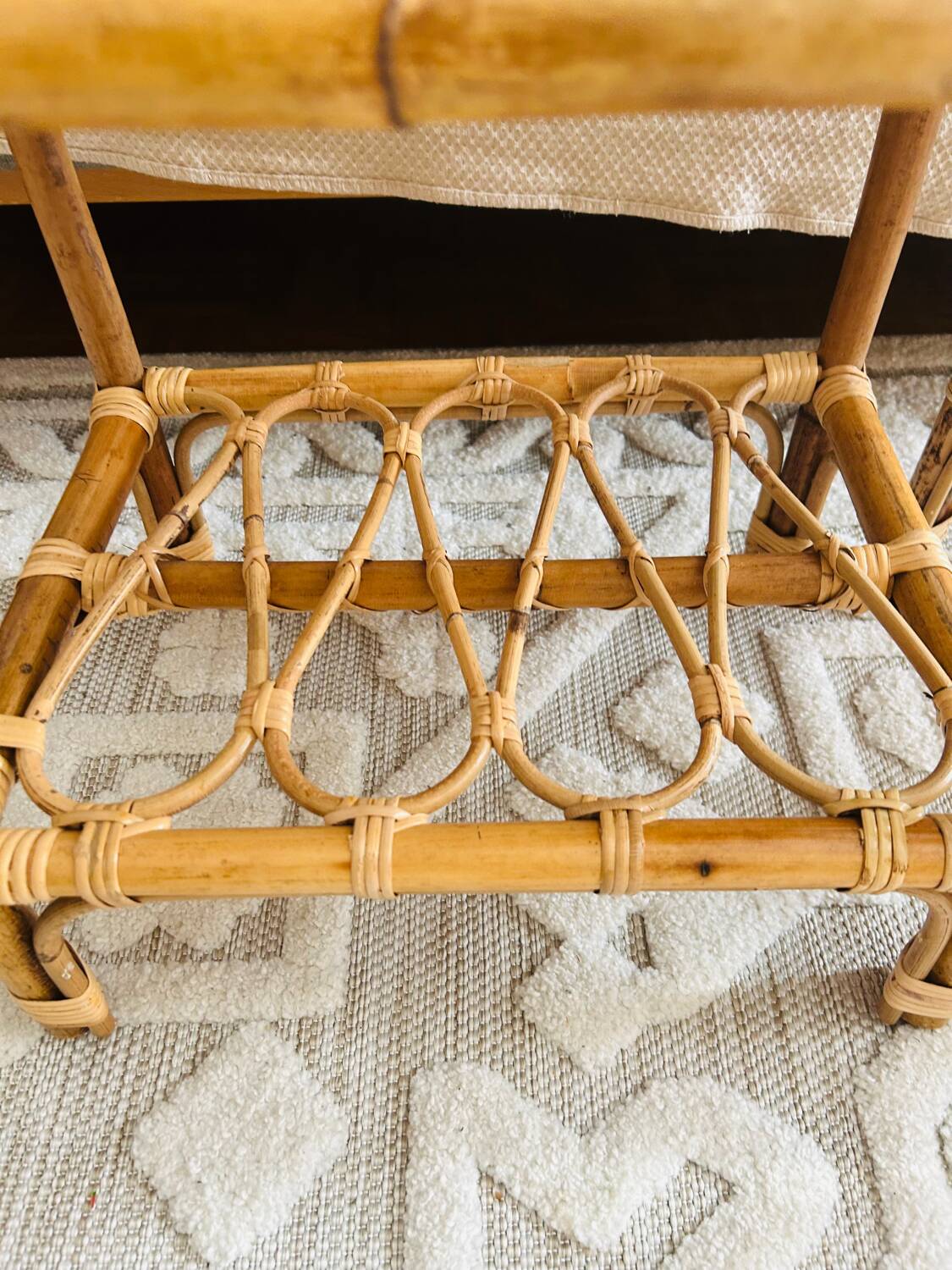 Two rattan bedside tables