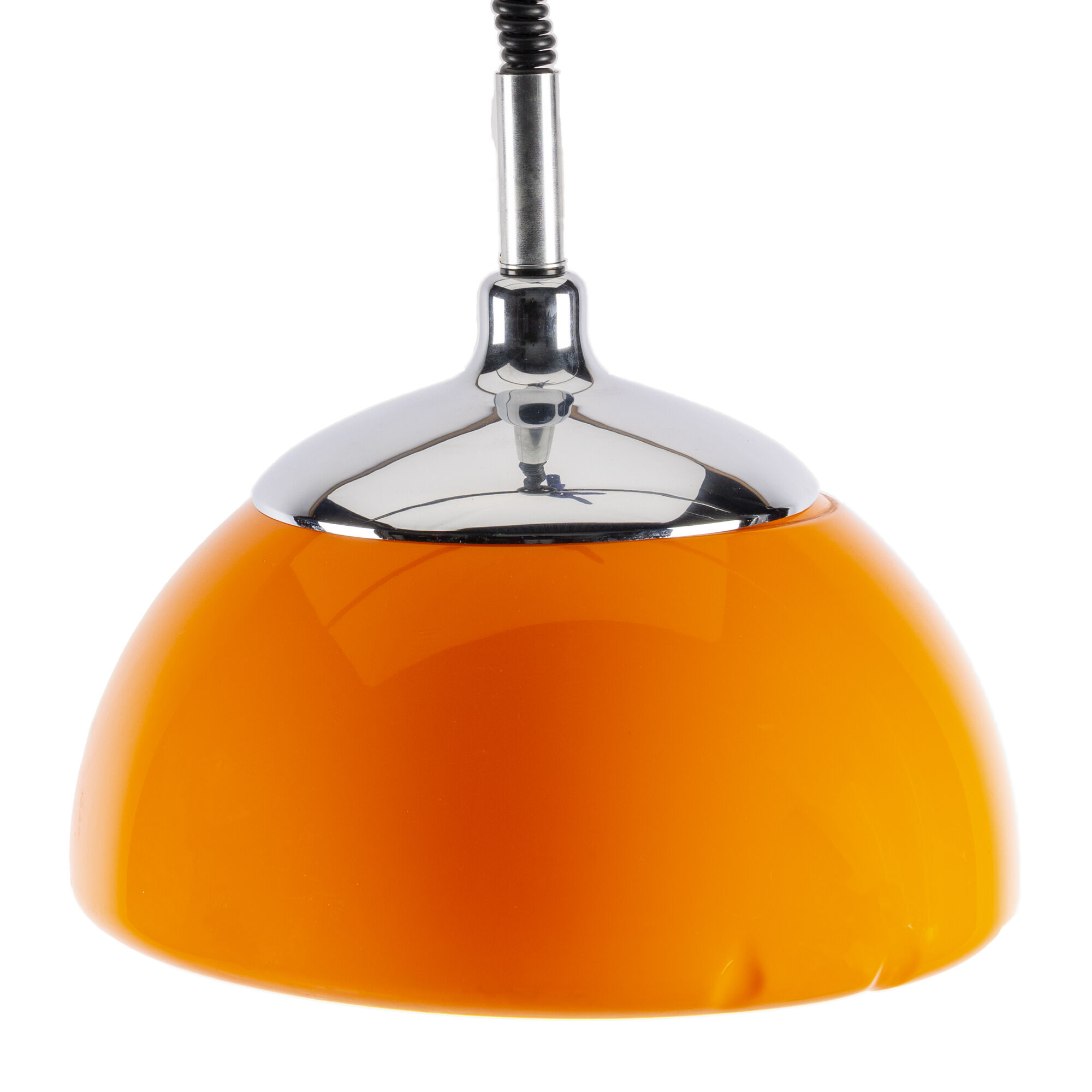 Orange and chrome space age pendant lamp