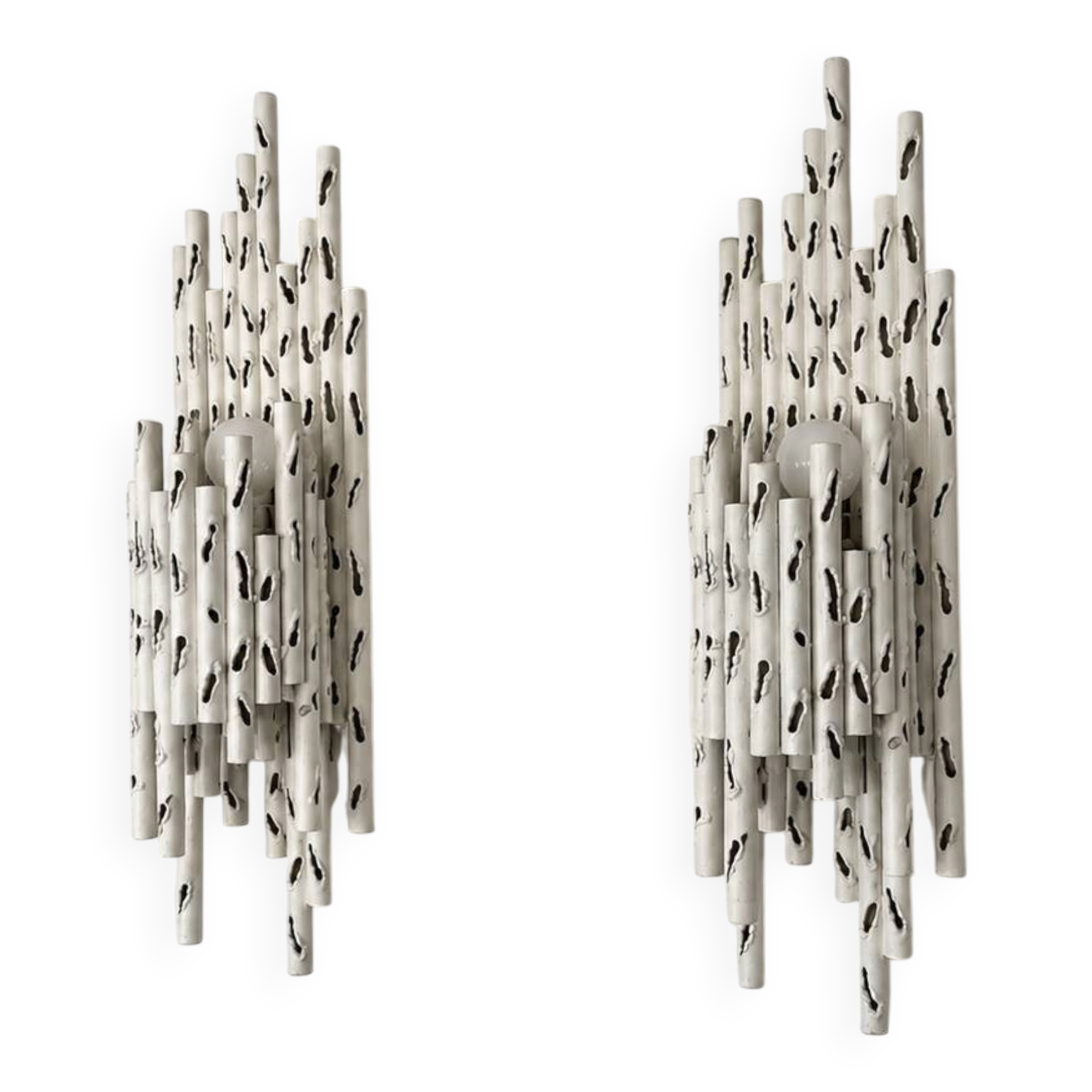 Pair of brutalist wall sconces attributed to Marcello Fantoni – Italy, 1960s