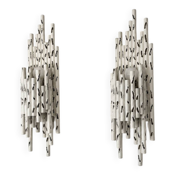 Pair of brutalist wall sconces attributed to Marcello Fantoni – Italy, 1960s