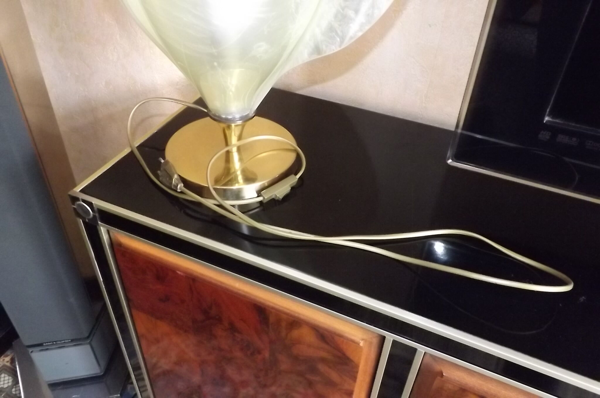 Floral lamp brass flower Laurent Rougier 1970