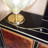 Floral lamp brass flower Laurent Rougier 1970