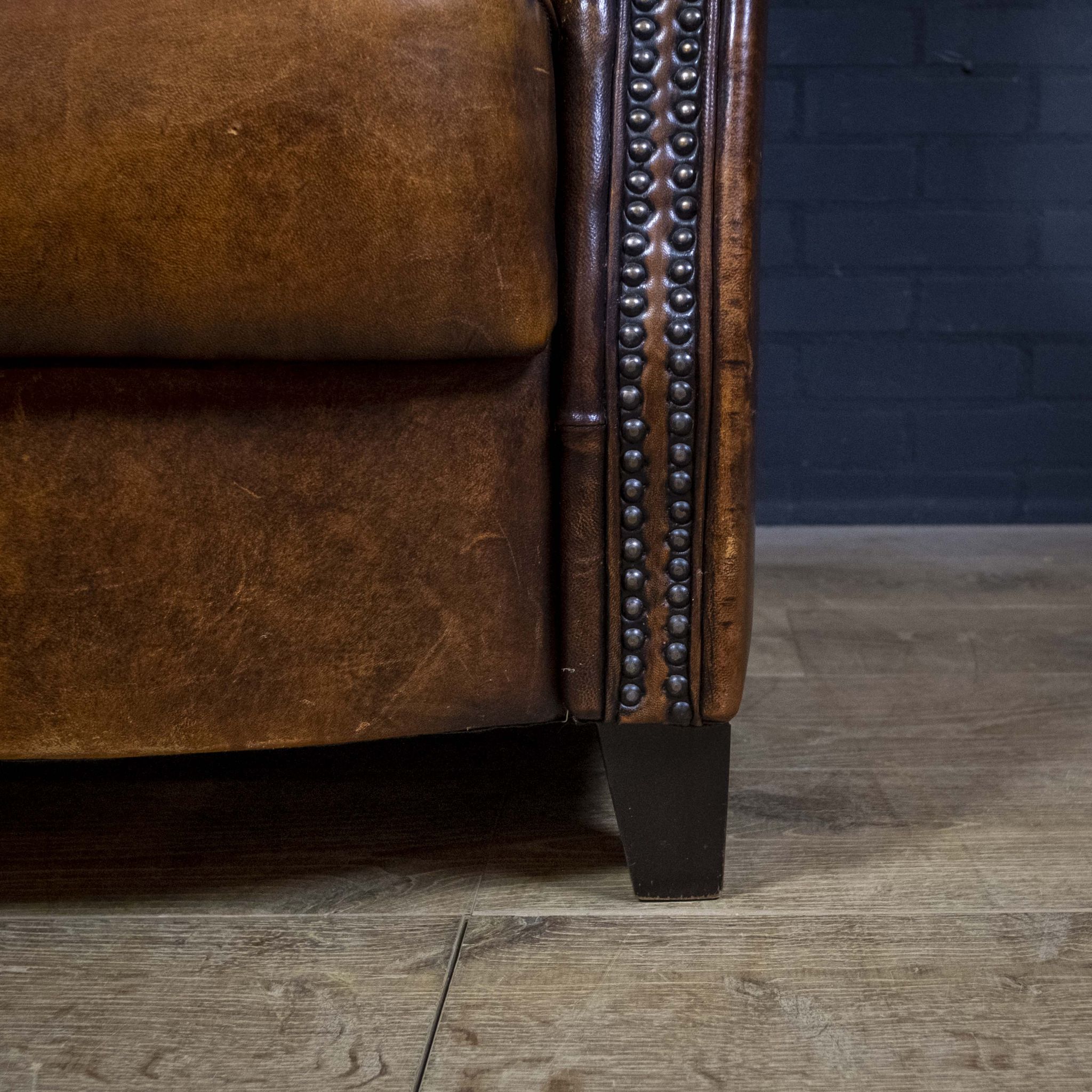 Fauteuil vintage Joris design cuir de mouton