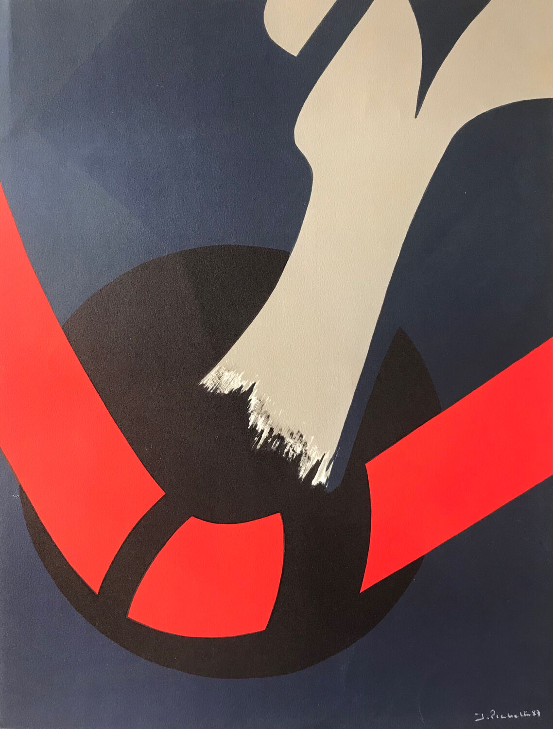 Composition, 1987. original lithograph by james pichette (1920-1996)