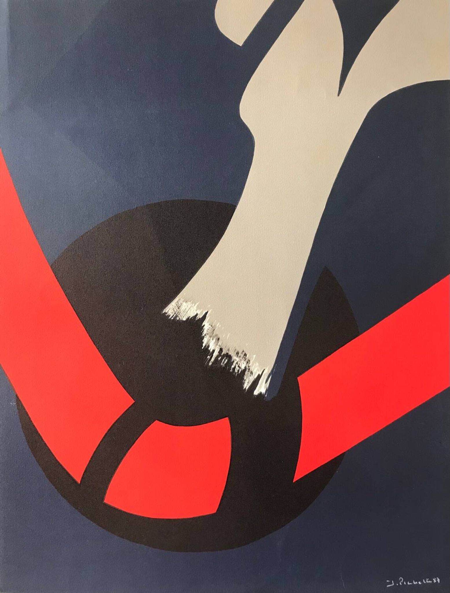 Composition,1987.lithographie originale de james pichette ( 1920-1996)