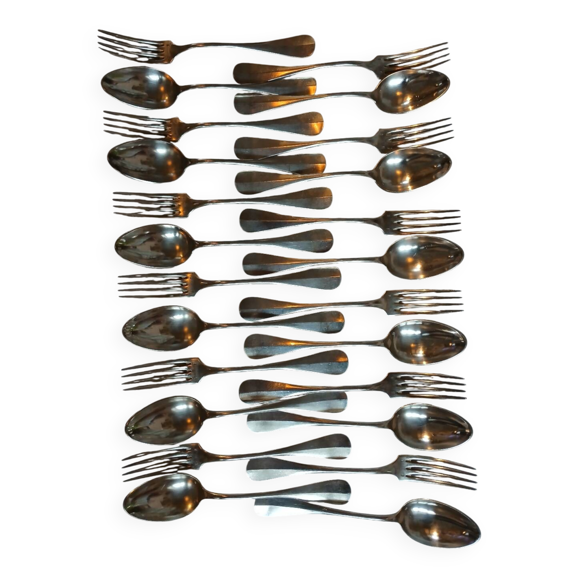24 antique silver-plated cutlery sets