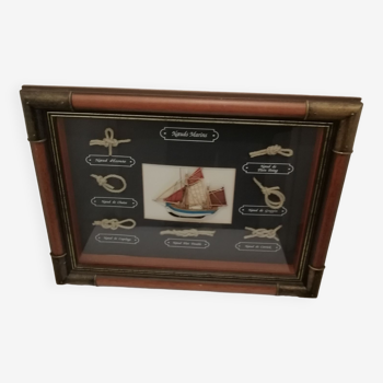 Frame marine knots in wood and brass