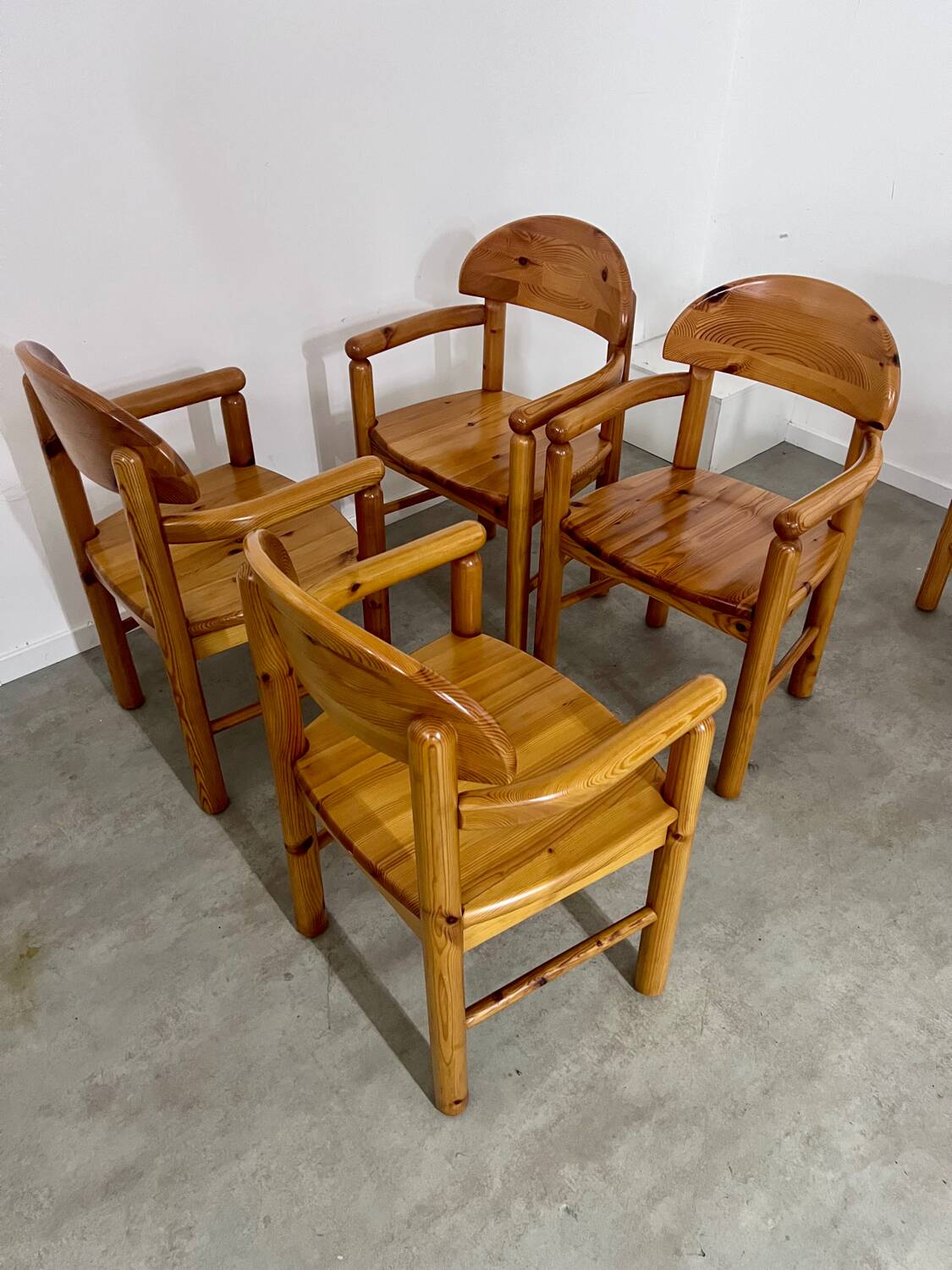 6 old Scandinavian chairs from the 70s solid wood design Reiner Daumiller in solid pine