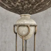 Neo classic forged floor lamp / metal shade / stone base / 1970s
