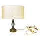Mid century brass table lamp with silk cream oval lampshade 1960s