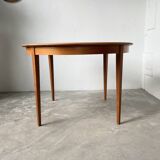 Scandinavian round teak table with extension