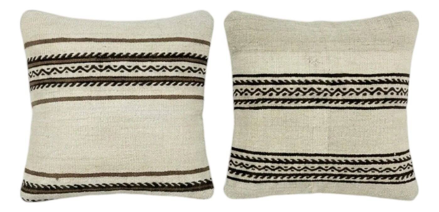Set of 2 vintage kilim cushion covers 51x51 cm