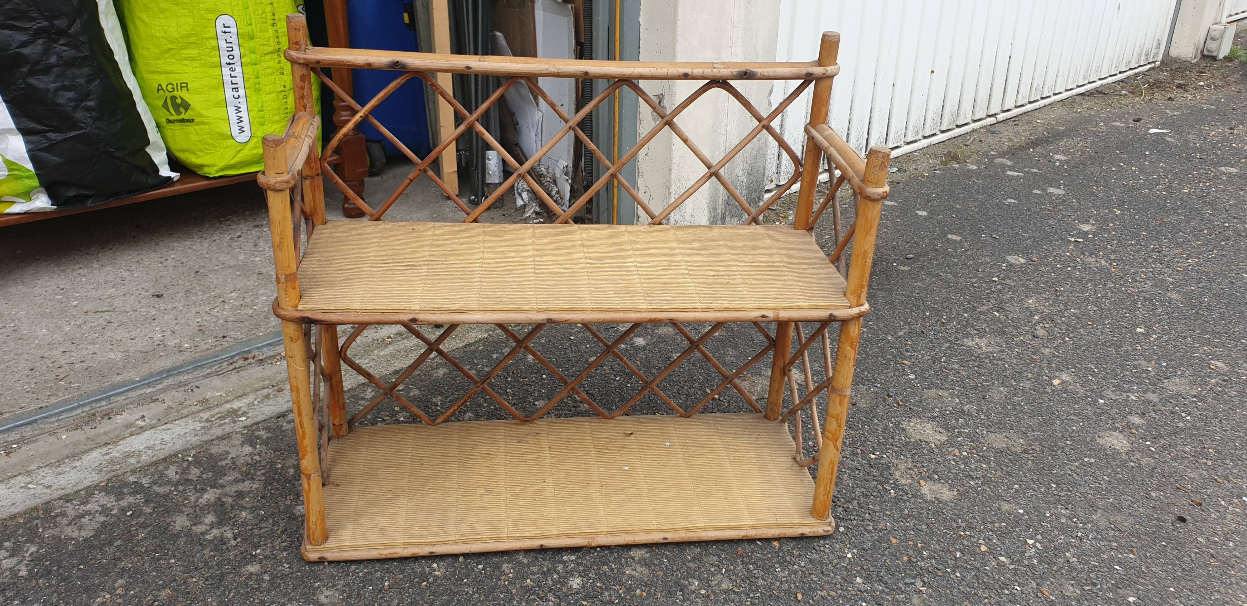 Colonial style rattan wall shelf