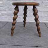 Turned wooden tripod stool