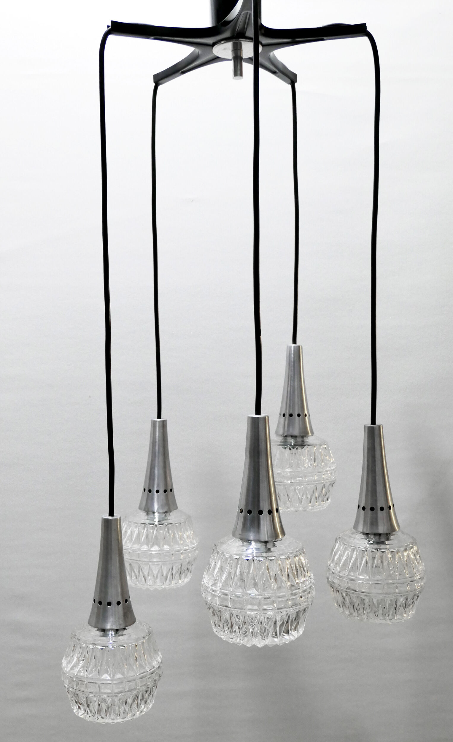 Chandelier suspension waterfall 5 globes Philips 1960-70