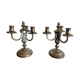 Pair of candlestick 3 branches in tin