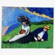 Tableau huile sur toile campagne couple