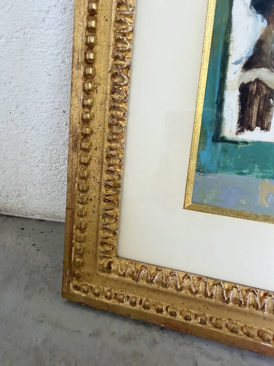 Framed nude oil painting