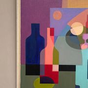 Original Swedish Oil on Canvas – "Abstract Still Life" by BMK (1993) – Signed – Vintage and Framed – 60 × 51 cm