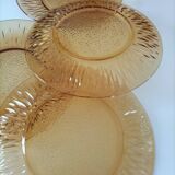Ensemble 6 assiettes dessert verre pressé moulé motif tournesol vereco